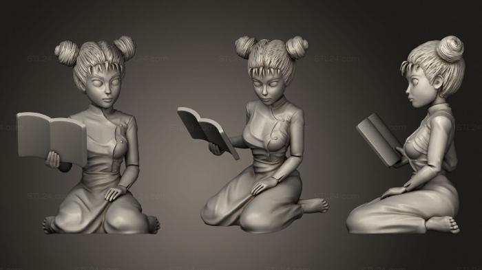 Статуэтки девушки (Чтение, STKGL_1368) 3D модель для ЧПУ станка